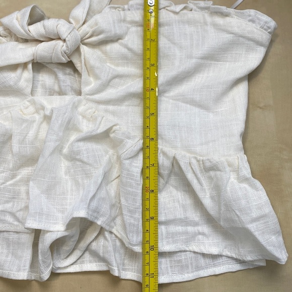 OLIA Taylor Linen Blend Strapless Crop Tie Top Sz Medium M Cream Summer Vacation - Picture 4 of 8